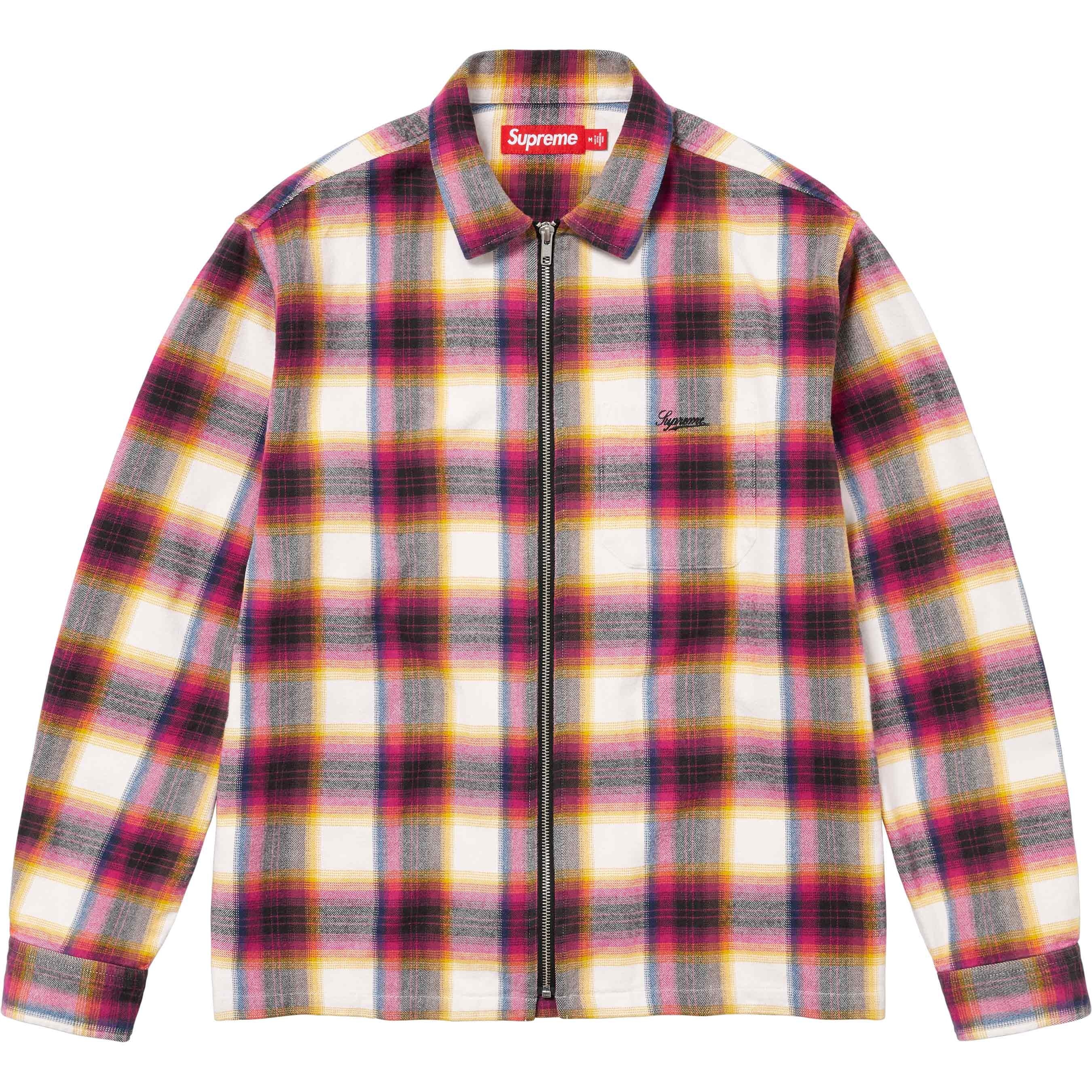Shadow Plaid Flannel Zip Up Shirt view 3